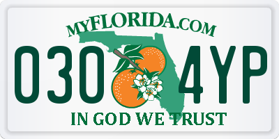 FL license plate 0304YP