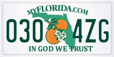 FL license plate 0304ZG