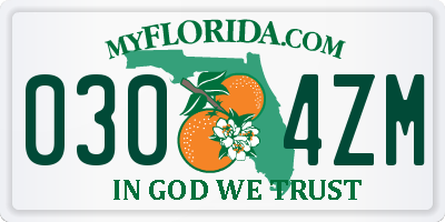 FL license plate 0304ZM