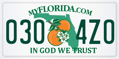 FL license plate 0304ZO