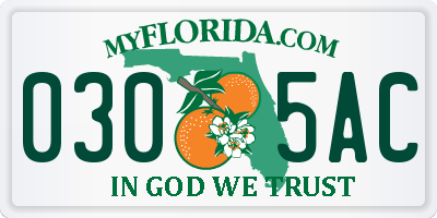 FL license plate 0305AC