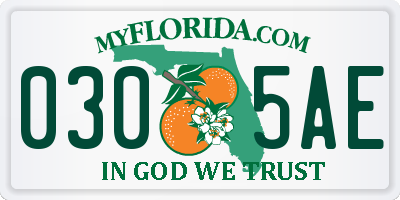 FL license plate 0305AE