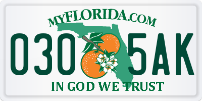 FL license plate 0305AK