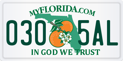 FL license plate 0305AL