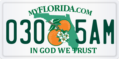 FL license plate 0305AM