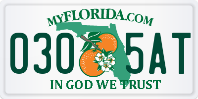 FL license plate 0305AT