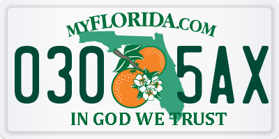FL license plate 0305AX