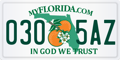 FL license plate 0305AZ