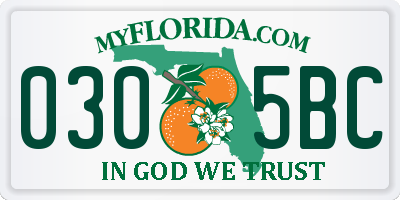 FL license plate 0305BC