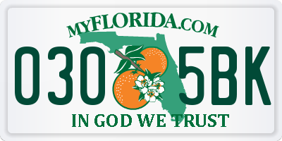 FL license plate 0305BK