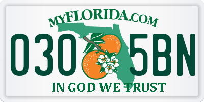 FL license plate 0305BN