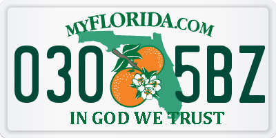 FL license plate 0305BZ