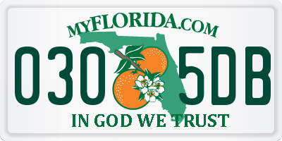 FL license plate 0305DB