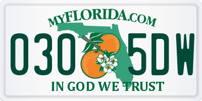 FL license plate 0305DW