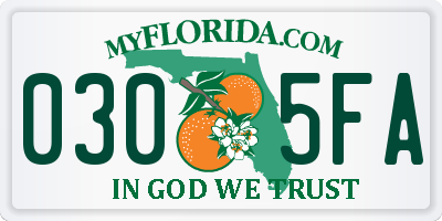 FL license plate 0305FA