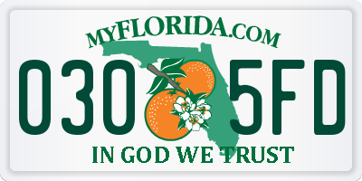 FL license plate 0305FD
