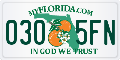 FL license plate 0305FN