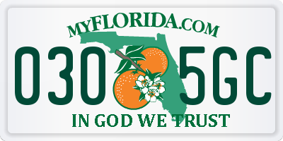 FL license plate 0305GC