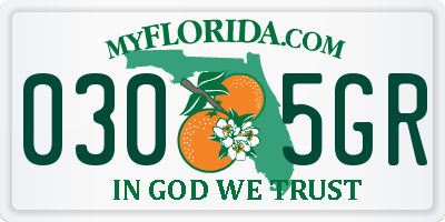 FL license plate 0305GR