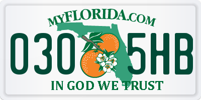 FL license plate 0305HB