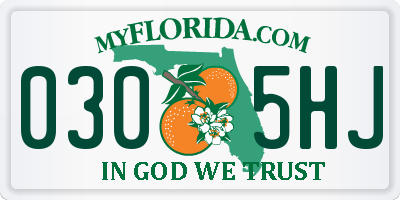 FL license plate 0305HJ