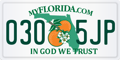 FL license plate 0305JP