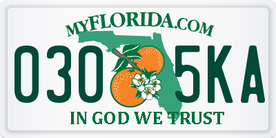 FL license plate 0305KA