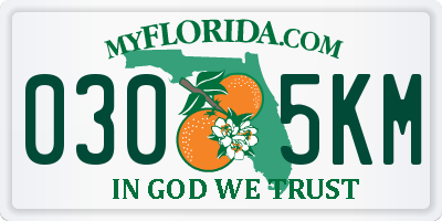 FL license plate 0305KM