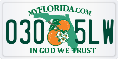 FL license plate 0305LW