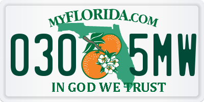 FL license plate 0305MW