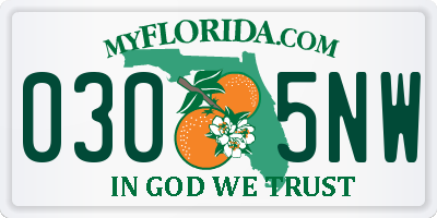 FL license plate 0305NW