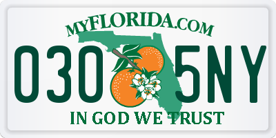 FL license plate 0305NY