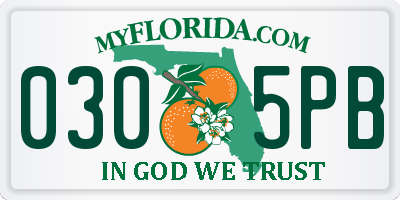 FL license plate 0305PB