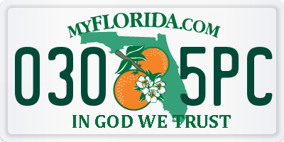 FL license plate 0305PC