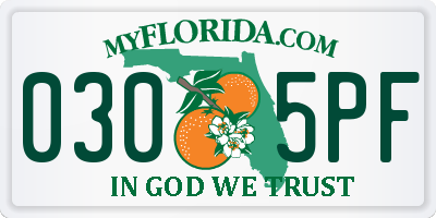 FL license plate 0305PF