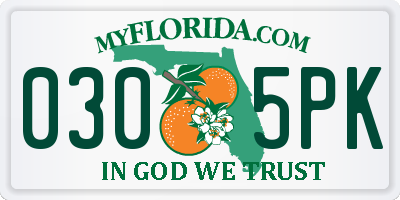 FL license plate 0305PK
