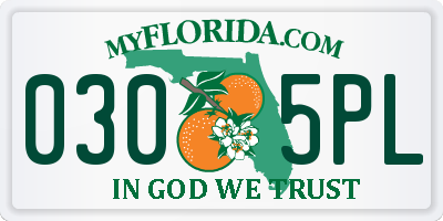 FL license plate 0305PL