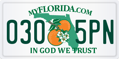 FL license plate 0305PN