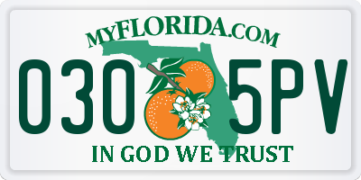 FL license plate 0305PV