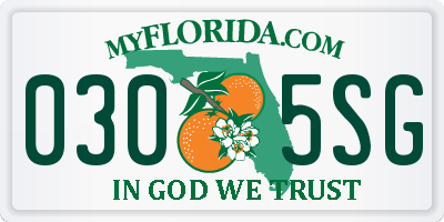 FL license plate 0305SG