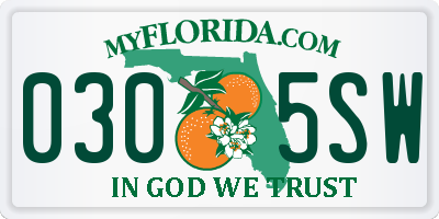 FL license plate 0305SW