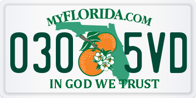 FL license plate 0305VD