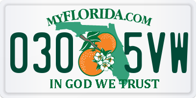 FL license plate 0305VW