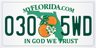 FL license plate 0305WD