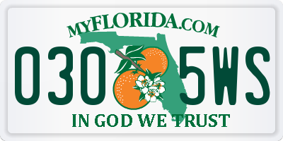 FL license plate 0305WS