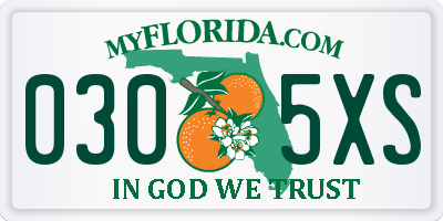 FL license plate 0305XS