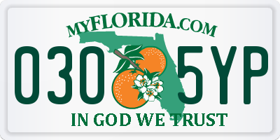 FL license plate 0305YP