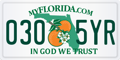 FL license plate 0305YR
