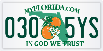 FL license plate 0305YS