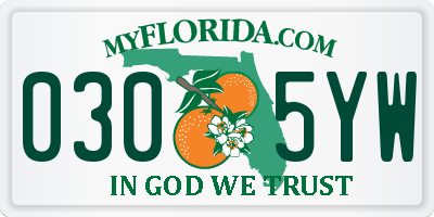 FL license plate 0305YW